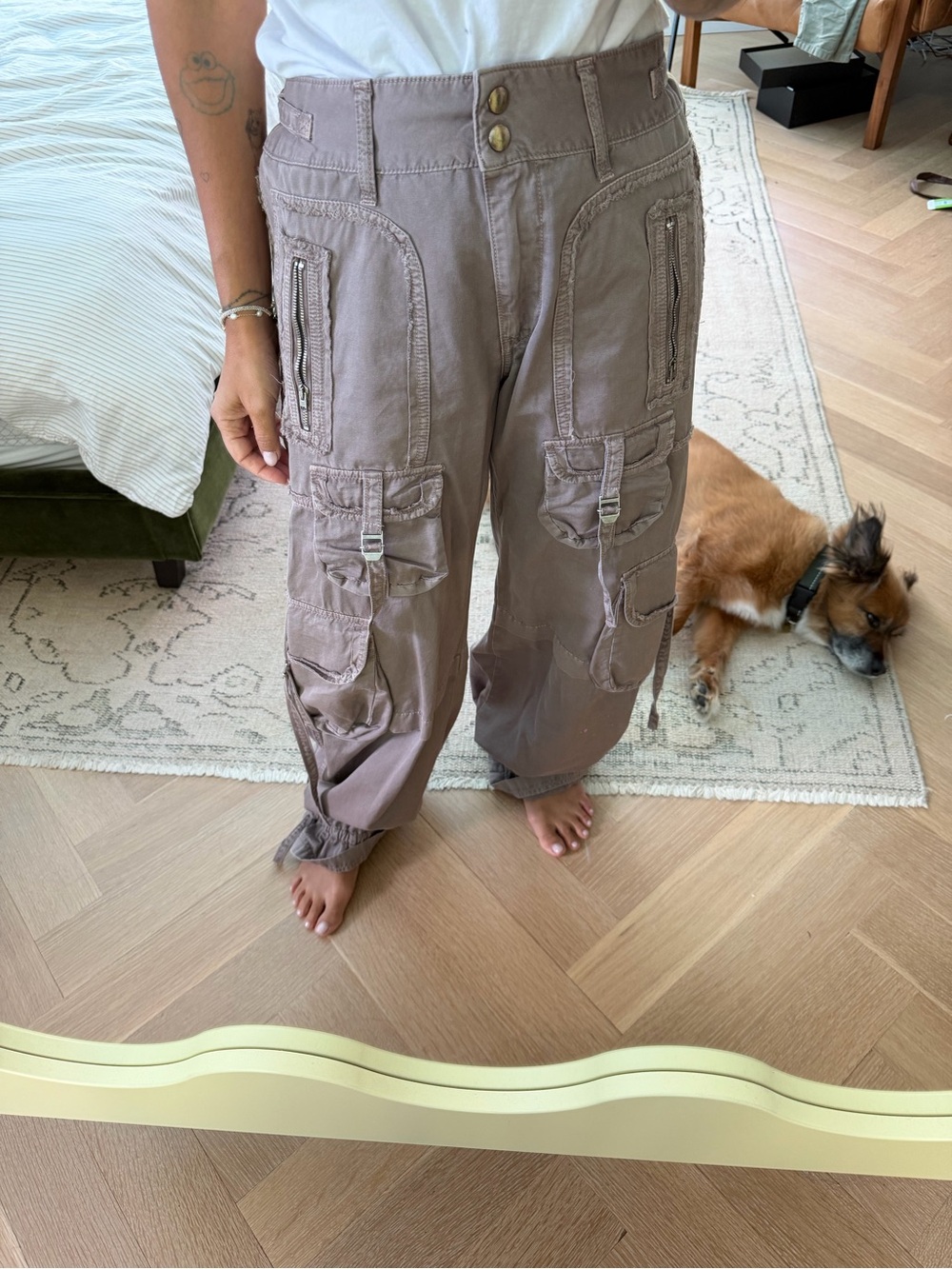 Acne Studios Pink Raw Edge Cargo Pants